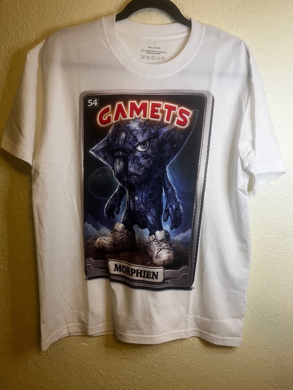 The Gamets T-Shirt Unique Graphic Design Size L White Unisex Cotton Short Sleeve